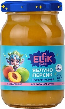 Фото Elfik Magic пюре Яблуко і персик без цукру 170 г