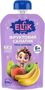 Фото Elfik Magic пюре Фруктовий салатик з яблук, груш, персиків і бананів 100 г