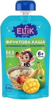 Фото Elfik Magic Фруктова каша Вітамінний мікс з яблук, персиків, бананів і манго 110 г