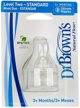 Фото Dr. Browns Соска для бутылочки с широким горлышком Уровень 2, 2 шт. (372)