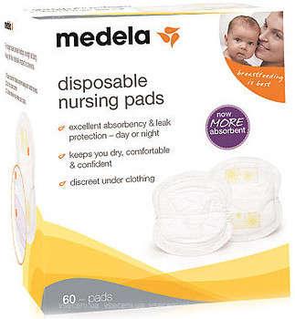 Фото Medela Одноразові вкладиші в бюстгалтер Disposable Nursing Pads 60 шт. (008.0323)