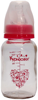 Фото Курносики Пляшечка скляна з силіконової соскою 130 мл (7010)