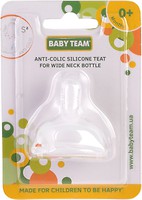 Фото Baby Team Соска силіконова антиколікова для пляшечок з широким горлом 1 шт. (2025)