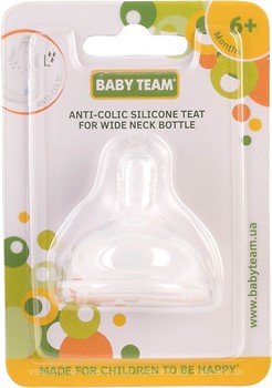 Фото Baby Team Соска силіконова антиколікова для пляшечок з широким горлом 1 шт. (2026)