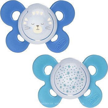 Фото Chicco Пустышка Physio Comfort силиконовая с футляром 16-36 мес., 2 шт.