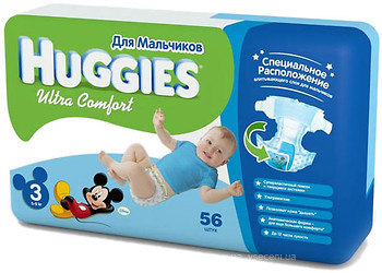 Фото Huggies Ultra Comfort 3 для хлопчиків (56 шт)