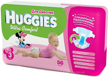 Фото Huggies Ultra Comfort 3 для дівчаток (56 шт)