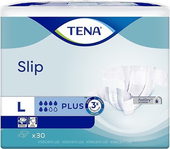 Фото Tena Підгузки для дорослих Slip Plus Large (92-144 см) 30 шт