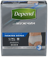 Фото Depend Подгузники-трусы для мужчин L-XL (69-102 см) 9 шт