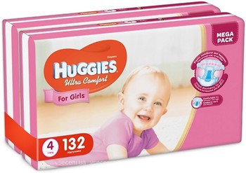 Фото Huggies Ultra Comfort 4 для дівчаток (132 шт)