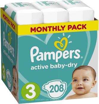 Фото Pampers Active Baby-Dry Midi 3 (208 шт)