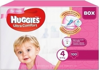 Фото Huggies Ultra Comfort 4 для дівчаток (100 шт)
