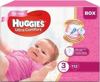 Фото Huggies Ultra Comfort 3 для дівчаток (112 шт)