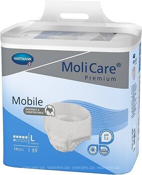 Фото MoliCare Подгузники-трусы Premium Mobile L (100-150 см) 6 капель 14 шт