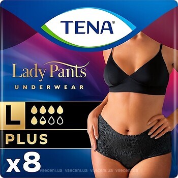 Фото Tena Підгузки-труси для дорослих Lady Slim Pants Plus Large Black (95-130 см) 8 шт