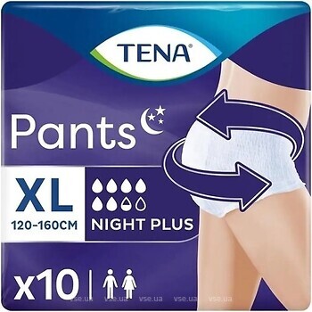 Фото Tena Підгузки-труси для дорослих Pants Plus Night Extra Large (120-160 см) 10 шт