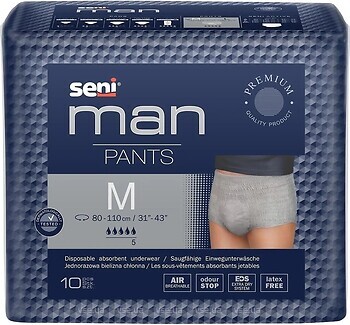 Фото Seni Подгузники-трусы для взрослых Man Pants Medium (80-110 см) 10 шт