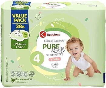 Фото Kruidvat Pure & Soft Maxi 4 (8-14 кг) 38 шт
