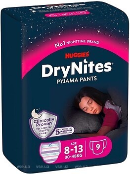 Фото Huggies DryNites 30-48 для девочек (9 шт)