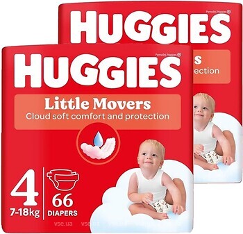 Фото Huggies Little Movers 4 (7-18 кг) 2x 66 шт
