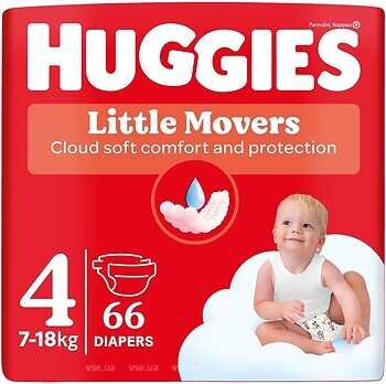Фото Huggies Little Movers 4 (7-18 кг) 66 шт