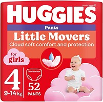 Фото Huggies Little Movers Pants 4 для девочек (9-14 кг) 52 шт