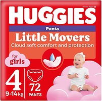 Фото Huggies Little Movers Pants 4 для девочек (9-14 кг) 72 шт