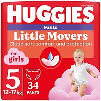 Фото Huggies Little Movers Pants 5 для девочек (12-17 кг) 34 шт