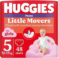 Фото Huggies Little Movers Pants 5 для девочек (12-17 кг) 48 шт