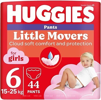 Фото Huggies Little Movers Pants 6 для девочек (15-25 кг) 44 шт