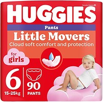 Фото Huggies Little Movers Pants 6 для девочек (15-25 кг) 90 шт