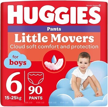 Фото Huggies Little Movers Pants 6 для хлопчиків (15-25 кг) 90 шт