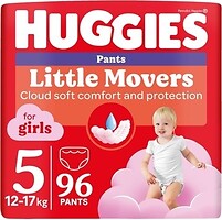 Фото Huggies Little Movers Pants 5 для девочек (12-17 кг) 96 шт