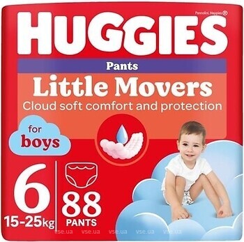 Фото Huggies Little Movers Pants 6 для хлопчиків (15-25 кг) 88 шт