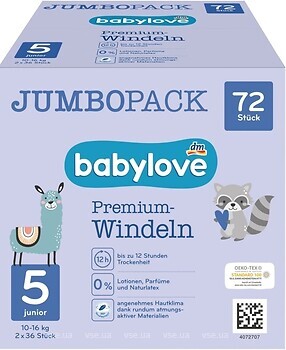 Фото Babylove Premium 5 (10-16 кг) 72 шт