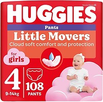 Фото Huggies Little Movers Pants 4 для девочек (9-14 кг) 108 шт