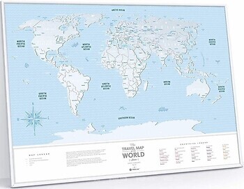 Фото 1dea.me Скретч-карта світу Travel Map Silver World в рамі (SWF)