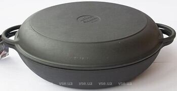 Фото Сітон Пательня чавунна (жаровня) з чавунною кришкою-сковородою 340x70 мм