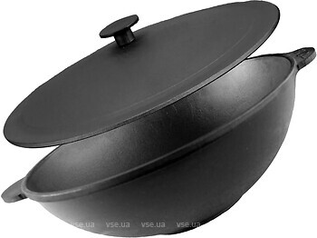 Фото Brizoll Wok 280x100 мм з чавунною кришкою (W28-1)