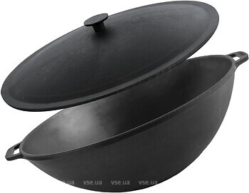 Фото Brizoll Wok 360x110 мм з чавунною кришкою (W36-1)