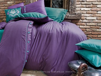 Фото Issimo Home Dawson purple простынь на резинке двуспальный Евро