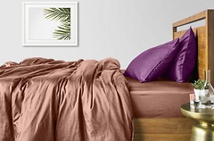 Фото Cosas Сатин двоспальний Євро бежевий фіолетовий