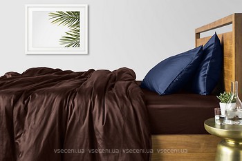 Фото Cosas Сатин двуспальный Евро шоколад синий