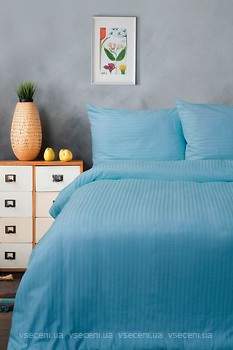 Фото Lotus Готельне сатин страйп блакитний двоспальний Євро
