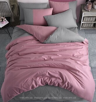 Фото Hobby Poplin Diamond Gulkurusu розовый-серый двуспальный Евро