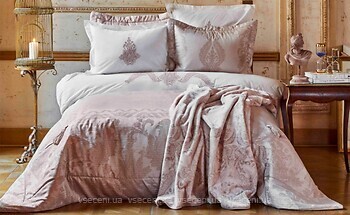 Фото Karaca Home Adrila Rosegold двоспальний Євро з покривалом 240x250 + плед 200x240
