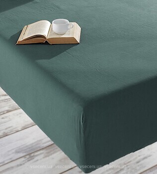 Фото Soundsleep Простирадло на гумці Stonewash Adriatic Dark Green 160x200