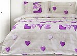 Фото Iris Home Ranforce Sewn Love лиловый полуторный