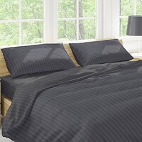 Фото Soundsleep Простирадло на гумці Stripy Graphite 90x200