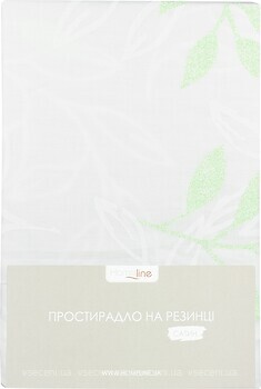 Фото Home Line Простынь сатиновая Ветки микс салатовый-серый на резинке 90x200 (162465)